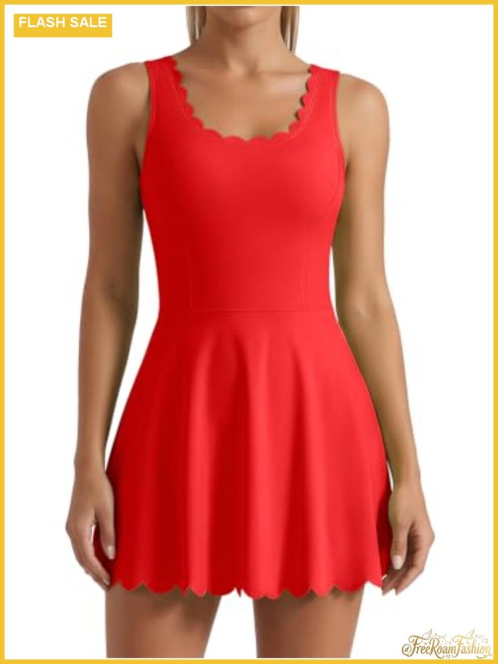 Tennis Dress with Detached Shorts Scalloped Quick Dry